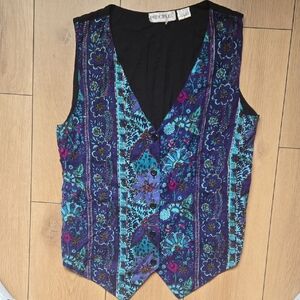 Principles Vintage Beaded Floral Vest Sz S